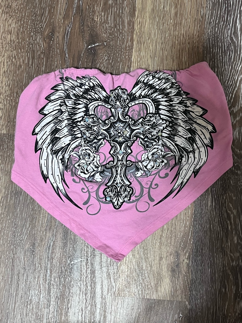 Pink Winged Cross Graphic Bandana Top